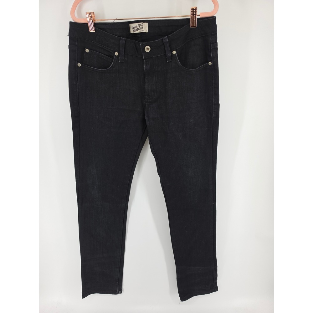 Naked & Famous Denim Mens Black Power Stretch Jeans Size 36 013011